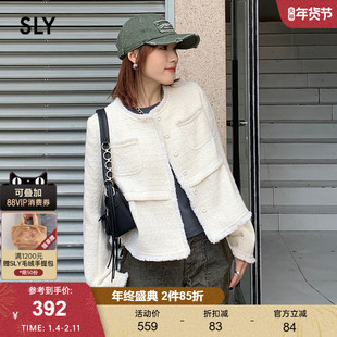 SLY2024冬季新品千金马琳德小香风短款外套女038HAM30-0181