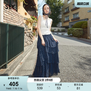 SLY 春季新品甜美日系波点不规则层叠半身长裙030IAR31-3601