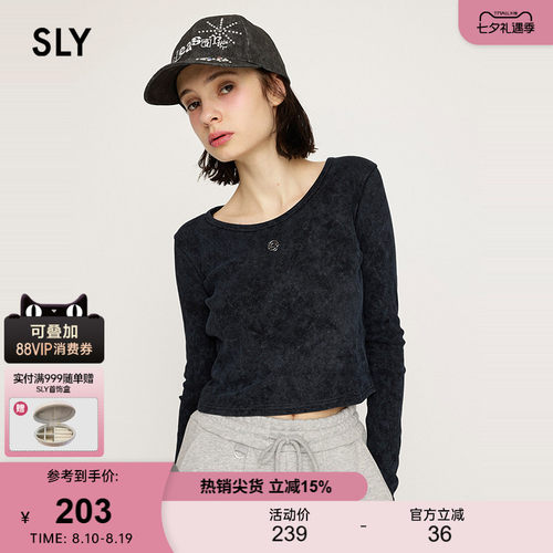 SLY 夏季新品基础款简约金属标短款针织上衣女030ISR90-1561