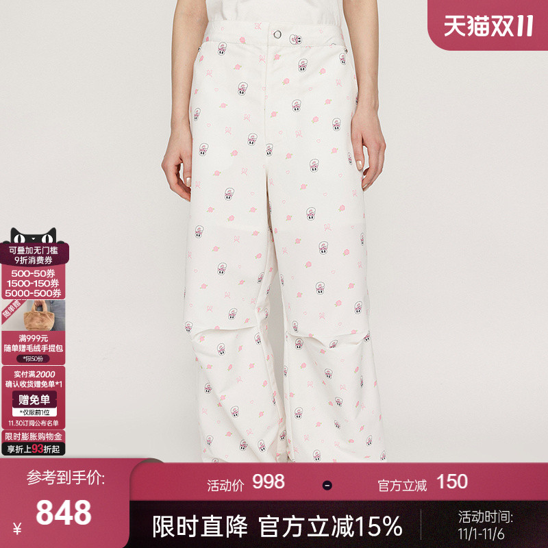 SLY x Esther Bunny2025早秋新品卡通阔腿休闲长裤030IAZ01-2041