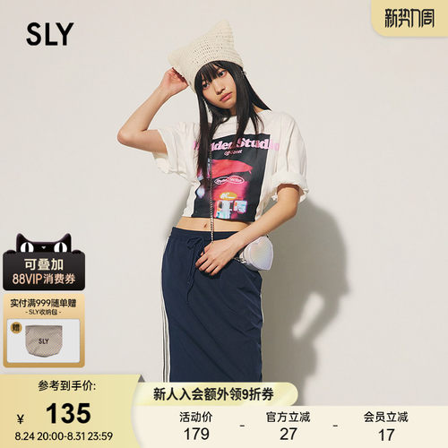 sly未来感印花休闲风短袖T恤