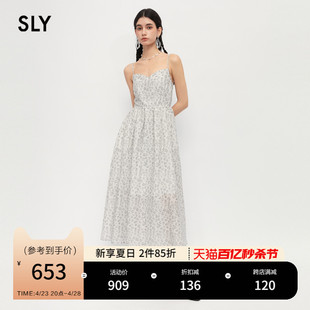 夏季 SLY 吊带连衣裙女038GSU33 度假风豹纹雪纺长款 5690 新品