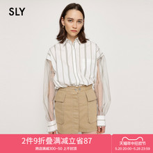 SLY 夏季新品半透明休闲条纹设计休闲长袖衬衫030GSZ30-2290