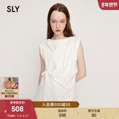 SLY 0131 针织背心030IAZ80 早秋新品 通勤设计感褶皱收腰无袖