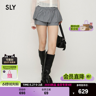 SLY2026夏季新品元气芭蕾风抽褶高腰假两件短款裙裤030JSR31-2621