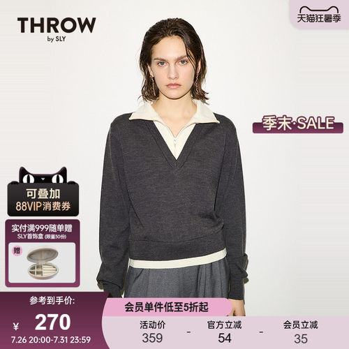 【THROW】SLY 春季新品简约通勤假两件针织衫女030HA070-4101