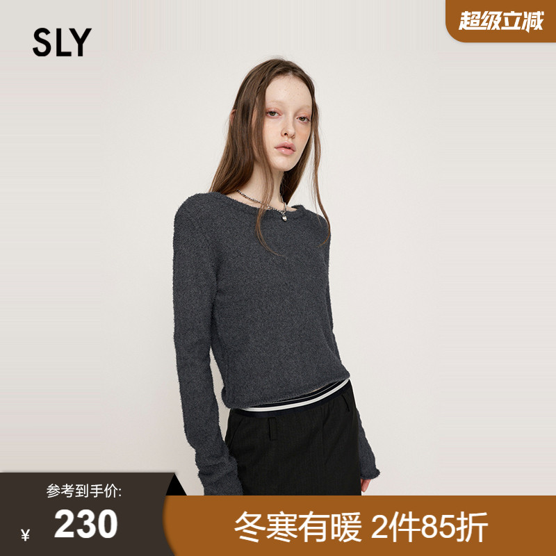 SLY日系简约慵懒风V领针织开衫