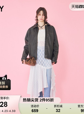 戚薇同款 SLY 春季甜美日系不规则蕾丝叠穿吊带裙女030HSZ33-1750