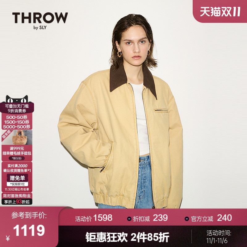 【THROW系列】SLY 2025新品男友风撞色夹棉夹克外套030IS030-0071