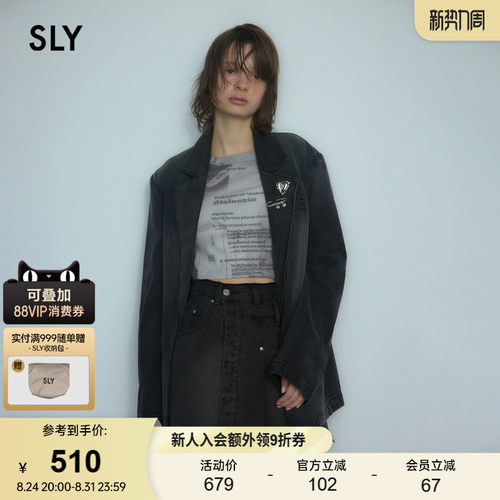 sly摇滚丹宁风水洗复古牛仔外套