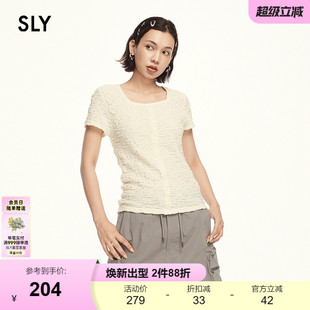 039HSN80 SLY 衬衫 春季 0411 优雅通勤肌理感方领多色短袖