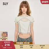 春季 美式 复古辣妹镂空短款 SLY 直筒多色T恤030HSR80 2480