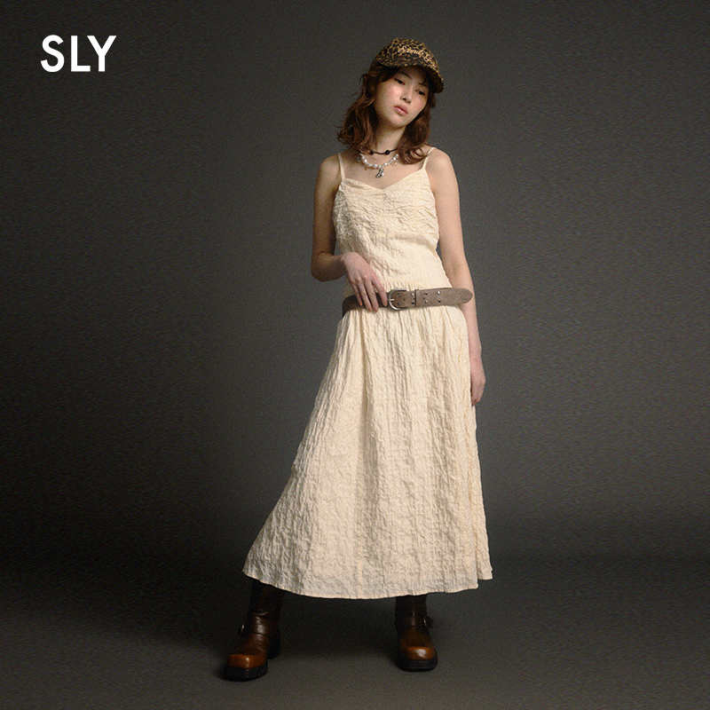 【新品试用】SLY新品甜美优雅纯色大摆中长带连衣裙030ISR33-4581