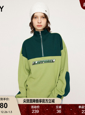 SLY 24冬季新品街头风拉链半开领撞色运动感卫衣030HSA90-0240