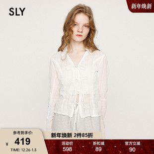 2025秋季 外套女030IAZ30 新品 衬衫 2091 甜美风蝴蝶结系带薄款 SLY