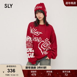 女030HAA70 SLY 街头涂鸦宽松毛衣针织衫 新品 4221 2024冬季