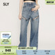 030ISZ11 SLY 镂空开口棉质高腰宽松直筒牛仔裤 新品 2811 夏季