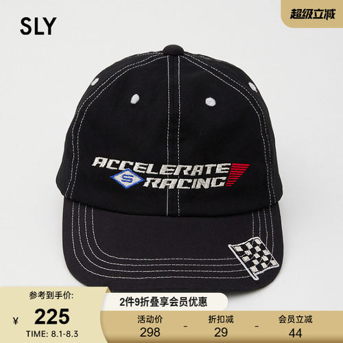 SLY 春季字母赛车旗帜刺绣棒球帽鸭舌帽女030HSI56-1630