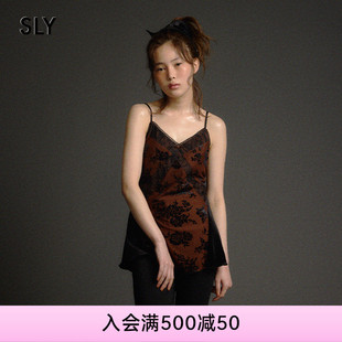 030IAZ30 SLY 吊带衫 2025早秋新品 0351 甜美知性花卉暗纹收腰修身