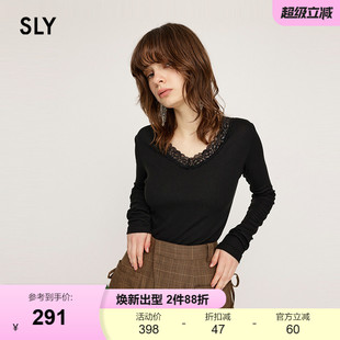 小上衣030HAZ80 SLY 针织衫 春季 5781 优雅气质V领蕾丝修身