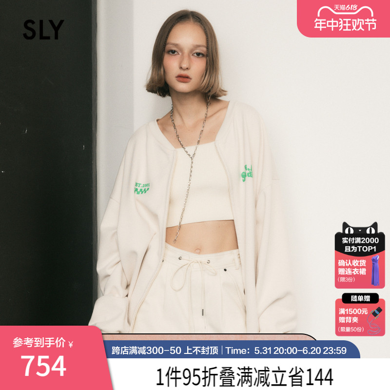 SLY 街头感欧美风正反两穿运动感拉链卫衣外套女030GAA90-5030