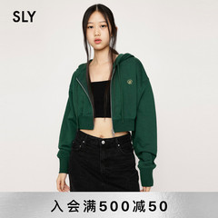 SLY 美式学院风刺绣短款连帽卫衣外套030GAM90-2970