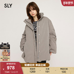 SLY 2024冬季新品通勤简约风立领纯色宽松羽绒服女038HAM30-0171