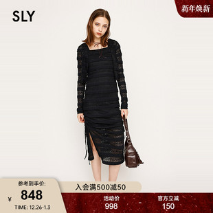 两件套030IA433 SLY2025秋季 针织衫 优雅淑女镂空拼接修身 3041 新品