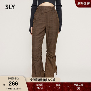 2024冬季 030HAR31 新品 高腰休闲裤 3681 复古港风Y2K抽褶微喇裤 SLY