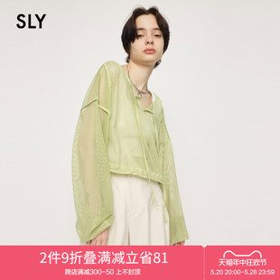 薄荷曼波风半开领罩衫 SLY 新品 3710 夏季 网状镂空上衣030GSY80