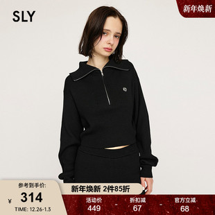 针织卫衣030ISR70 SLY 半拉链大翻领金属标短款 新品 0771 2025夏季