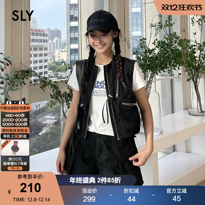 SLY 春季街头感户外风拉链中性工装背心女030HAZ30-0181