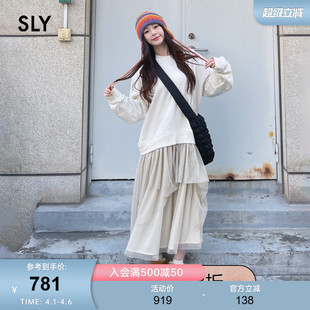 SLY 新品 甜美日系风面料拼接卫衣连衣裙女038HAL33 0311 24春季