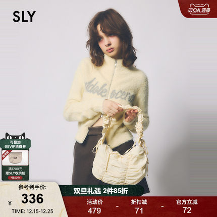 SLY 2024冬季新品鬼马少女俏皮撞色字母毛绒针织衫030HAR70-3051