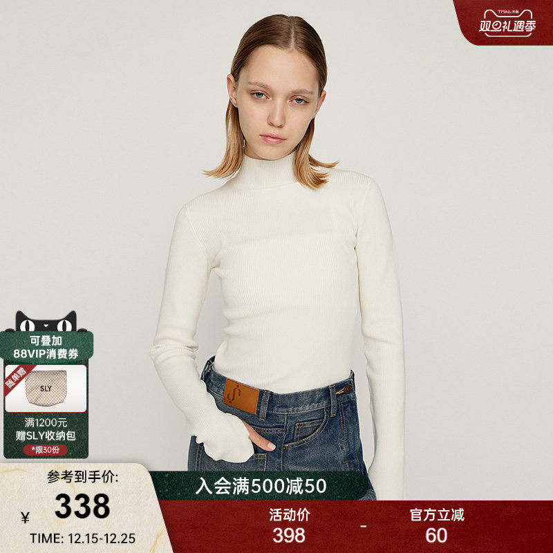 SLY 2025冬季新品纯色简约修身高领打底毛针织衫女030IAR70-1471