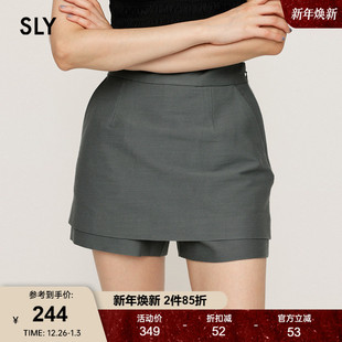 2024夏季 女030HAY31 新品 裙裤 2431 智性通勤风假两件简约短款 SLY
