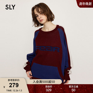 复古撞色宽松慵懒感针织毛衣030HAZ70 SLY 美式 新品 4511 24冬季