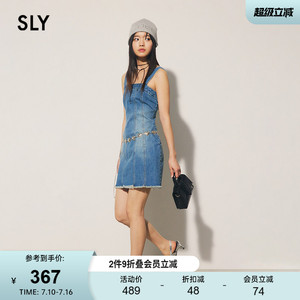 SLY 春季复古港风做旧水洗牛仔吊带连衣裙030HSY13-1371