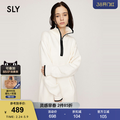 SLY秋季新品简约通勤风撞色半拉链针织连衣裙女030IA473-2901