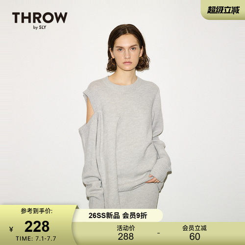 SLY春季新品THROW系列不规则露肩设计针织衫030HA070-2031