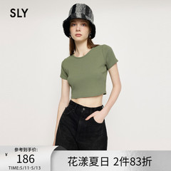 SLY 夏季新品甜辣多巴胺修身短款T恤小上衣女030GSZ80-5710