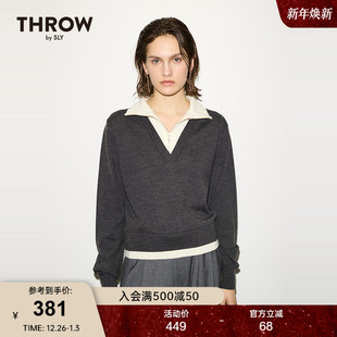 2024冬季 SLY 新品 简约通勤假两件针织衫 4101 女030HA070 THROW