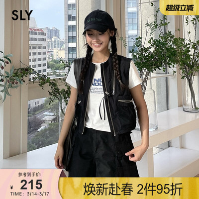 SLY 春季街头感户外风拉链中性工装背心女030HAZ30-0181
