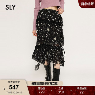 出游碎花不规则抽褶荷叶边半身裙030ISZ31 新品 0951 2025春季 SLY