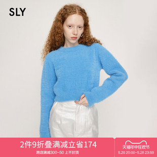 针织衫 SLY 温柔通勤风软糯毛绒纯欲短款 3620 2024新品 女030GAR70