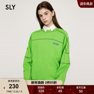 复古明线撞色圆领直筒套头卫衣女030HSA90 美式 1470 春季 SLY
