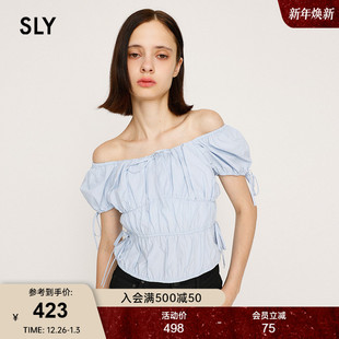 2025秋季 女030IAZ30 新品 衬衫 0781 优雅气质抽褶绑带收腰修身 SLY