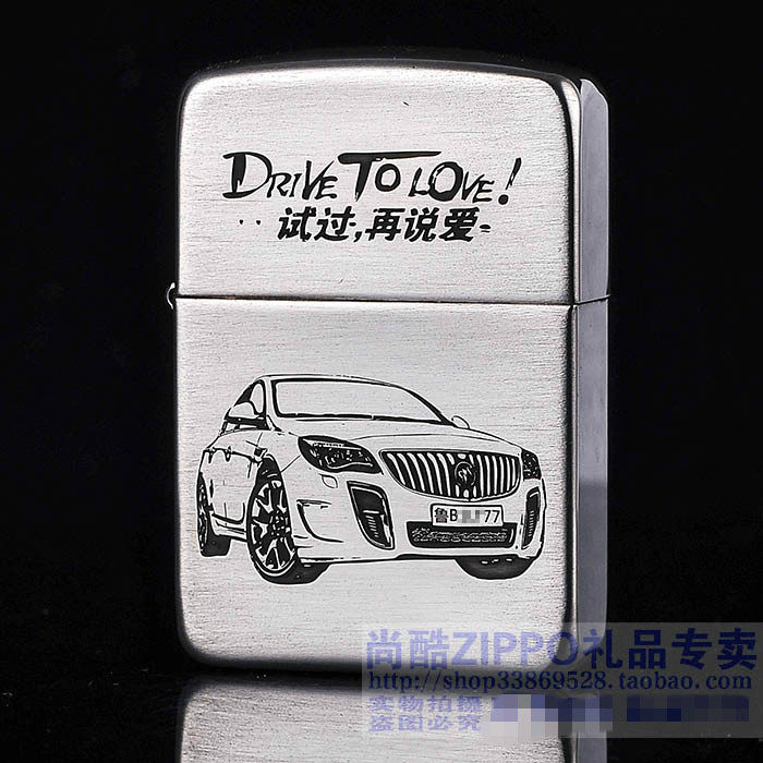 原装正品zippo打火机纯银24号1941复刻拉丝定制蚀刻别克君威GS