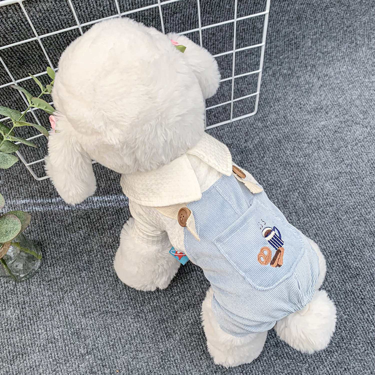 PETCIRCLE 宠物小狗狗比熊衣服春秋防掉毛四脚衣休闲猫咪蓝色服装