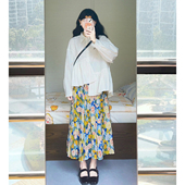 气质减龄娃娃领不规则衬衫 新款 搭碎花裙两件套 春季 孕妇半身裙套装
